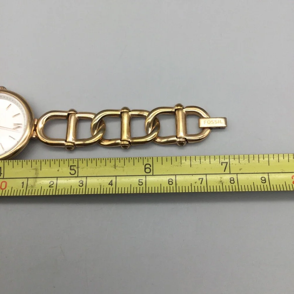 Fossil Virginia Watch Women 30mm ES-5273 Rose Gold Tone New Battery 7" - Picture 10 of 11